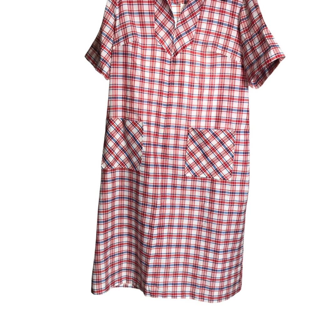 Red and White Plaid Dress with Pockets